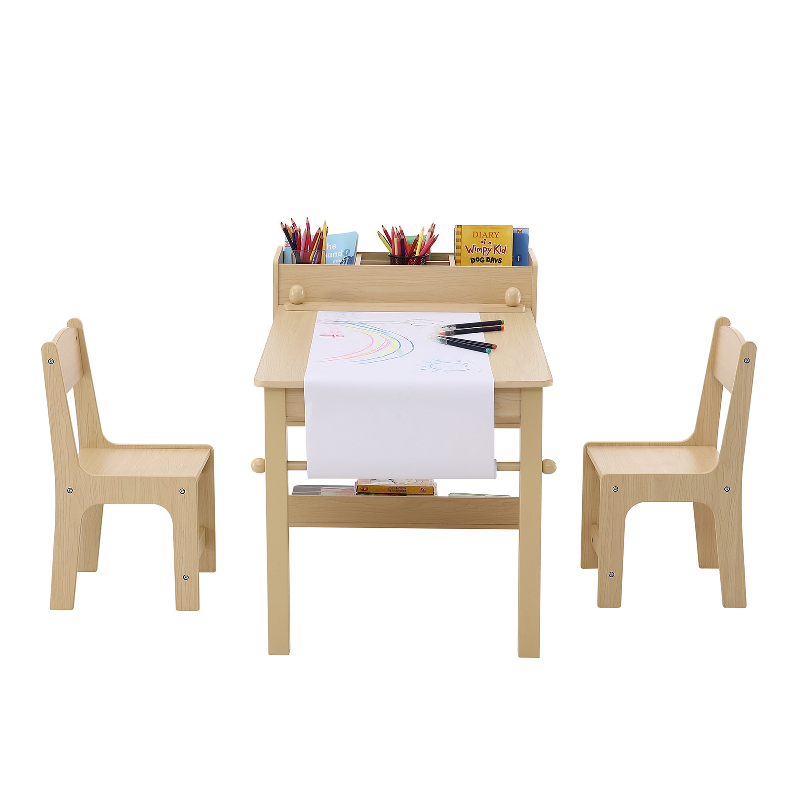 Childrens Activity Table And Chairs Set With Storage Cabinet_voghion.com